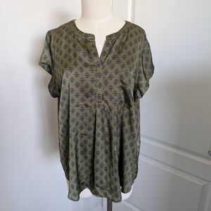 Olive Green Patterned Women's Top